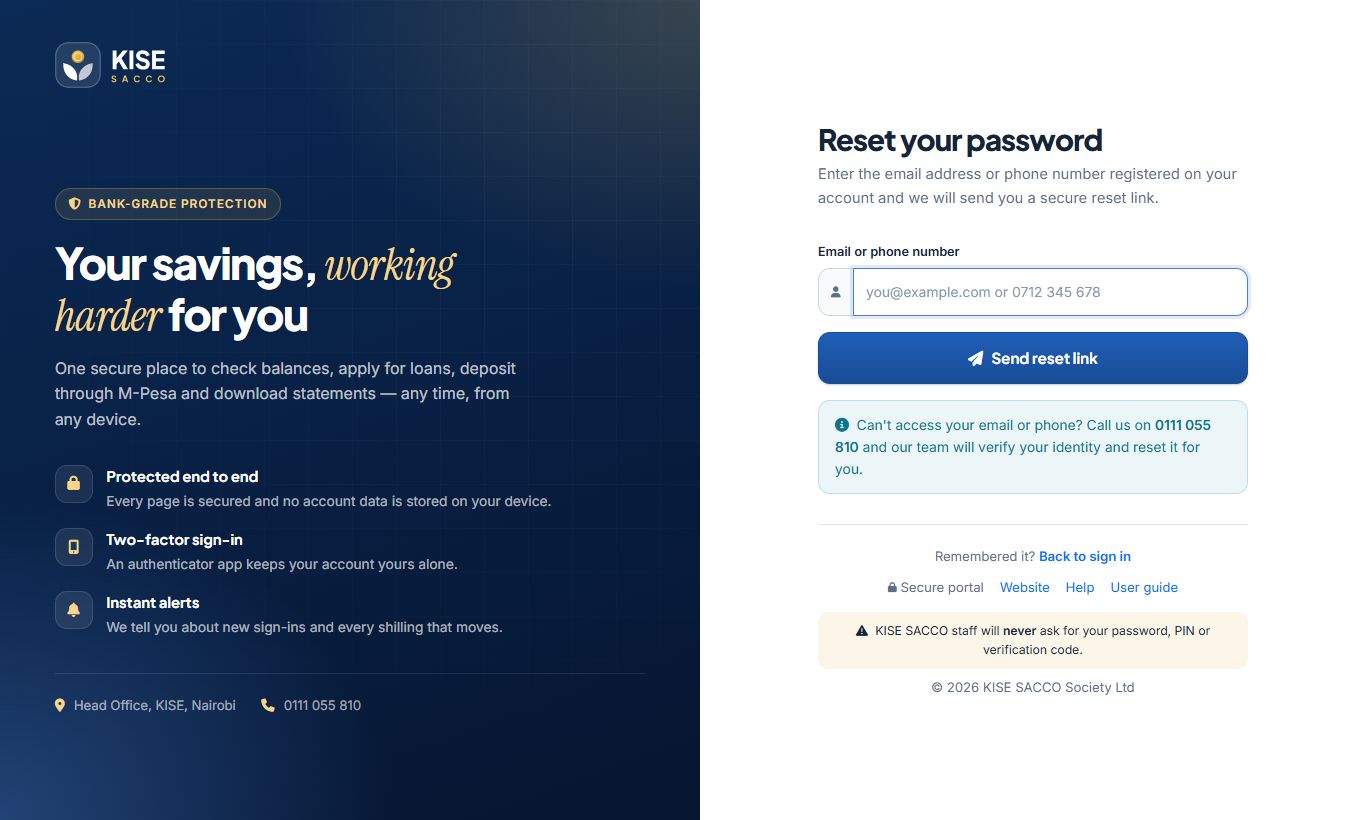 Forgot password page