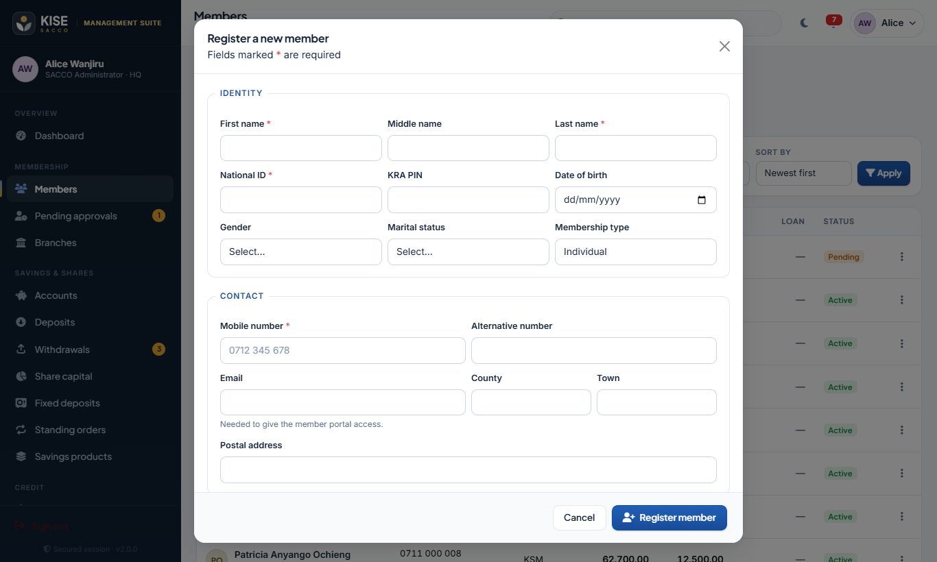Register member form